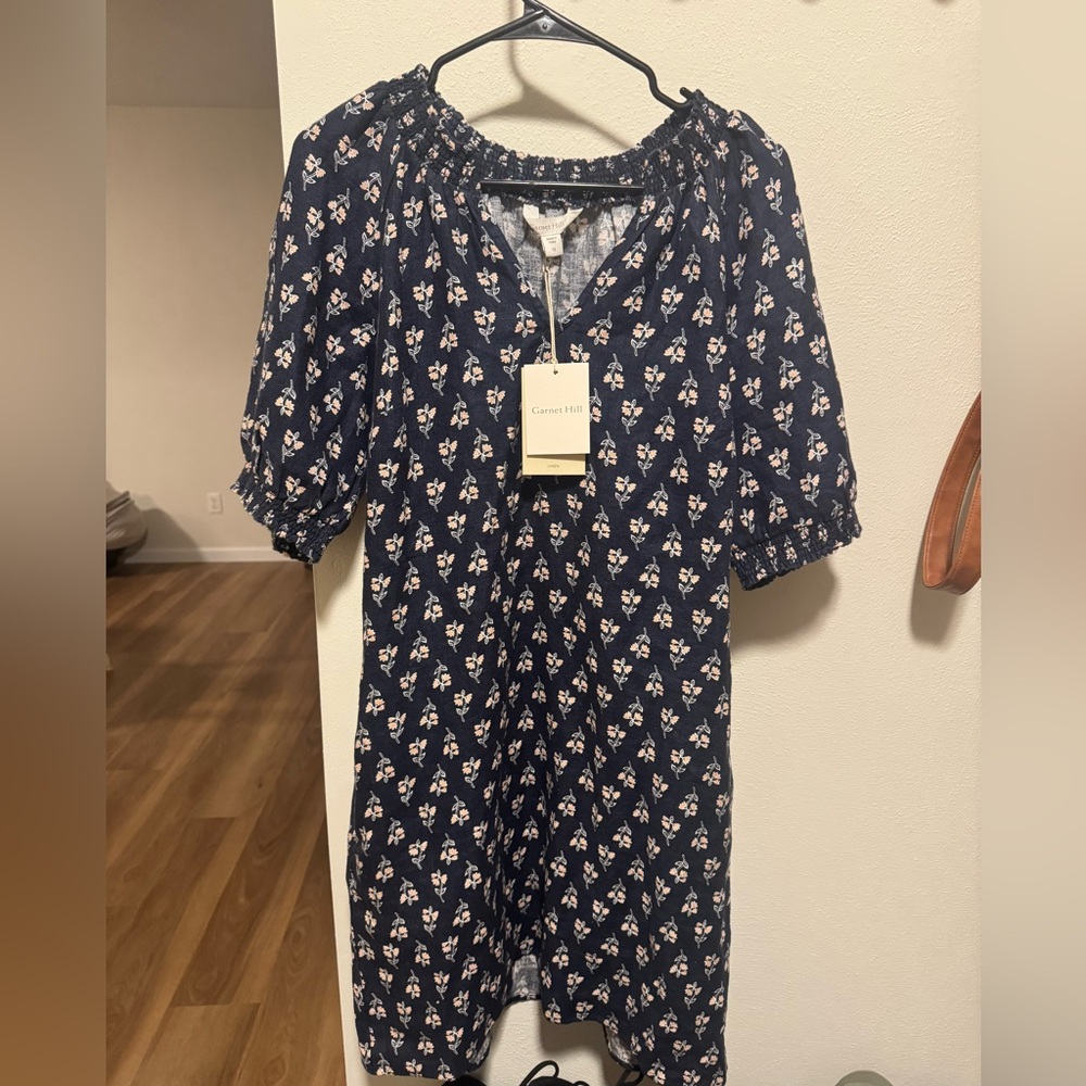 Garnet Hill Navy Floral Dress New with Tags size 10